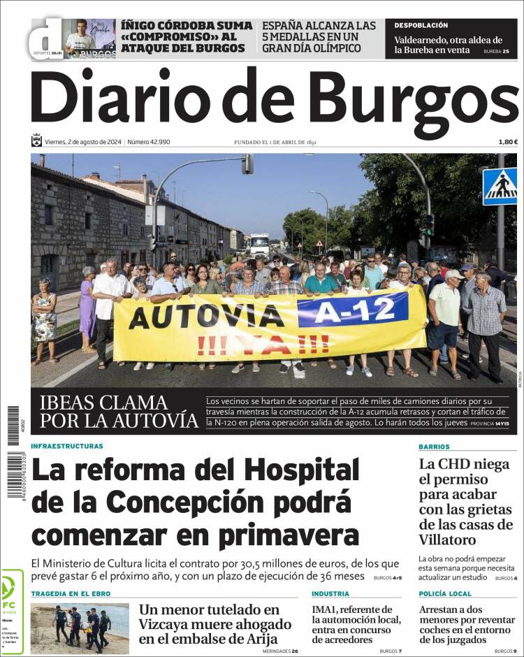 Portada de Diario de Burgos (España)