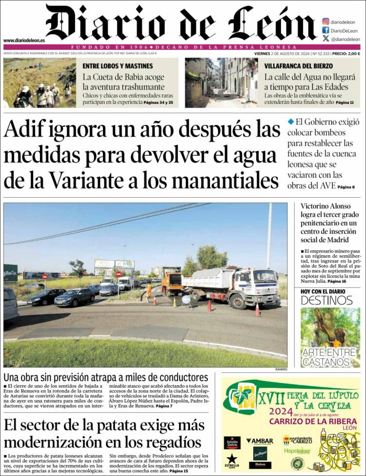 Portada de Diario de León (España)