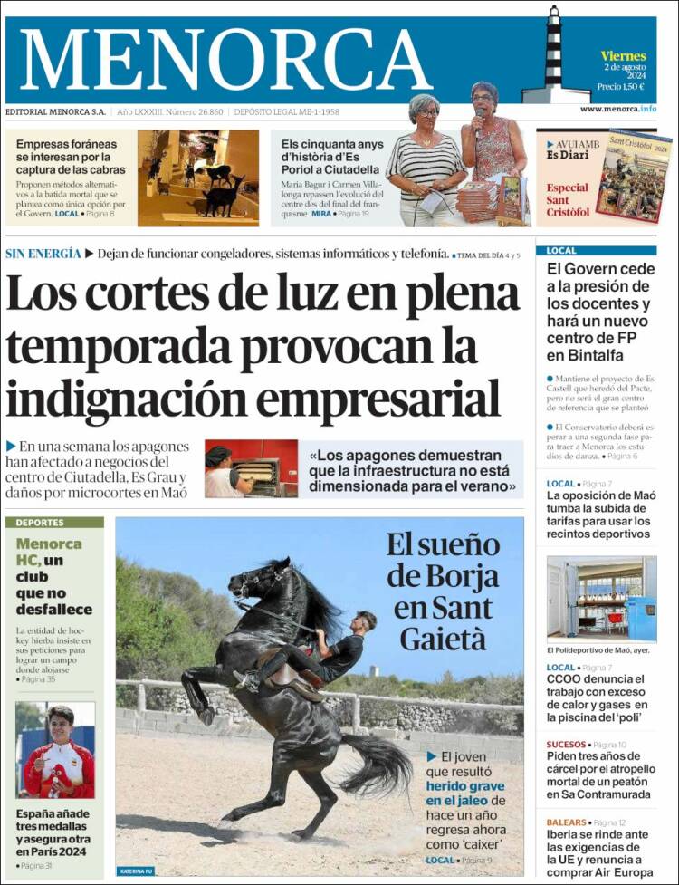 Portada de Menorca - Diario Insular (España)