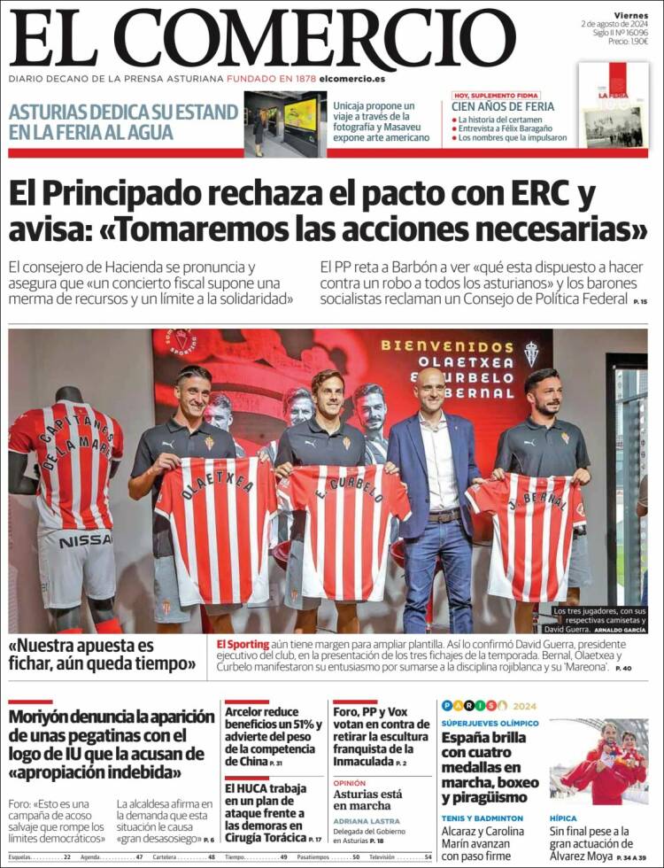 Portada de El Comercio - Gijón (España)