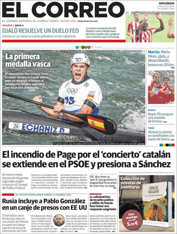 Portada de El Correo - Guipuzcoa (España)