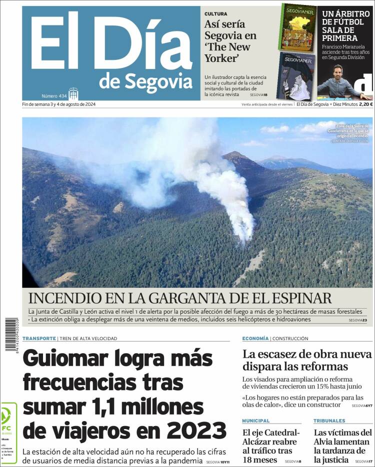 Portada de El Día de Segovia (España)