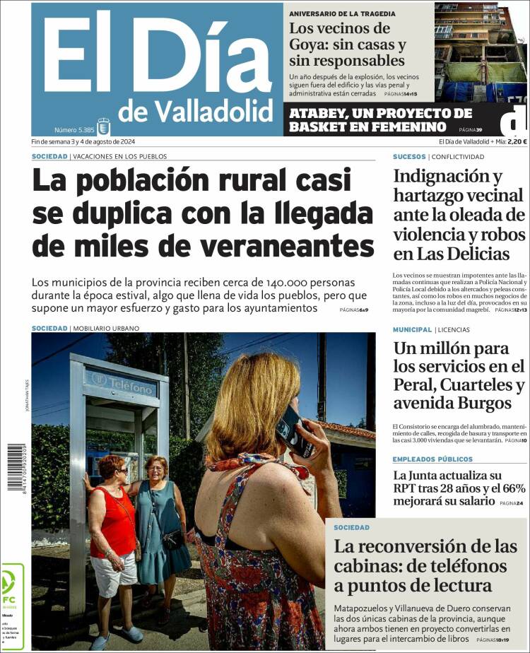 Portada de El Día de Valladolid (España)