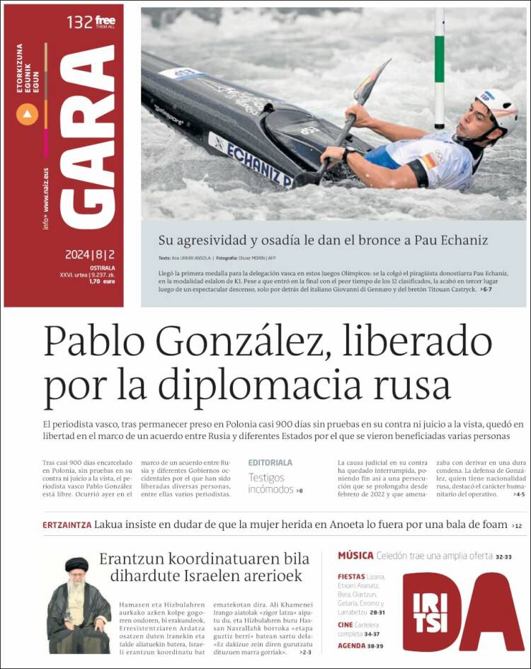 Portada de Gara (España)