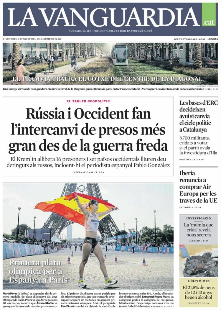 Portada de La Vanguardia (España)