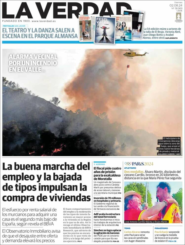Portada de La Verdad de Murcia (España)