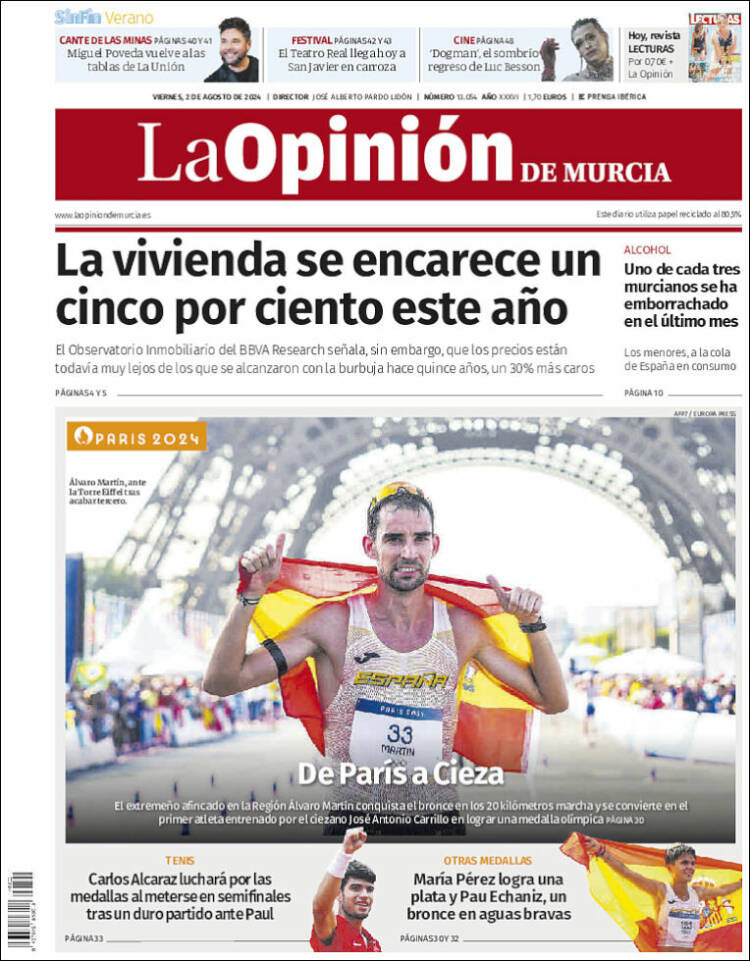 Portada de La Opinión de Murcia (España)