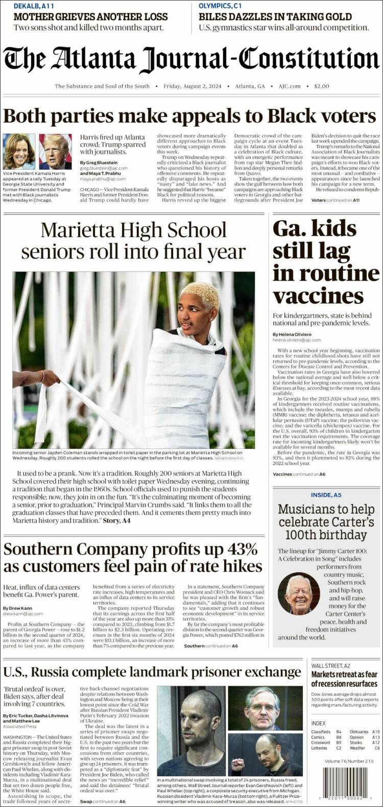 Portada de The Atlanta Journal-Constitution (USA)