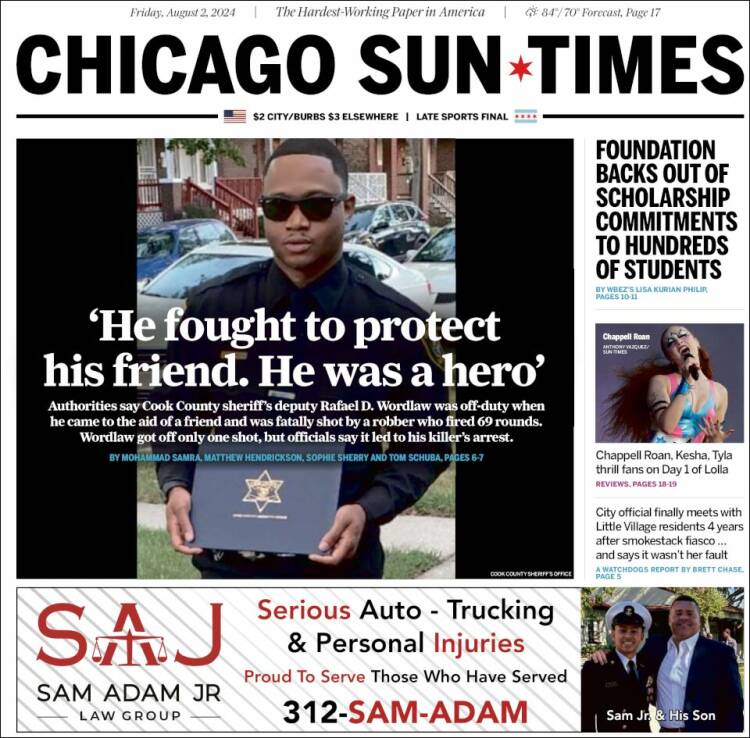 Portada de Chicago Sun-Times (USA)