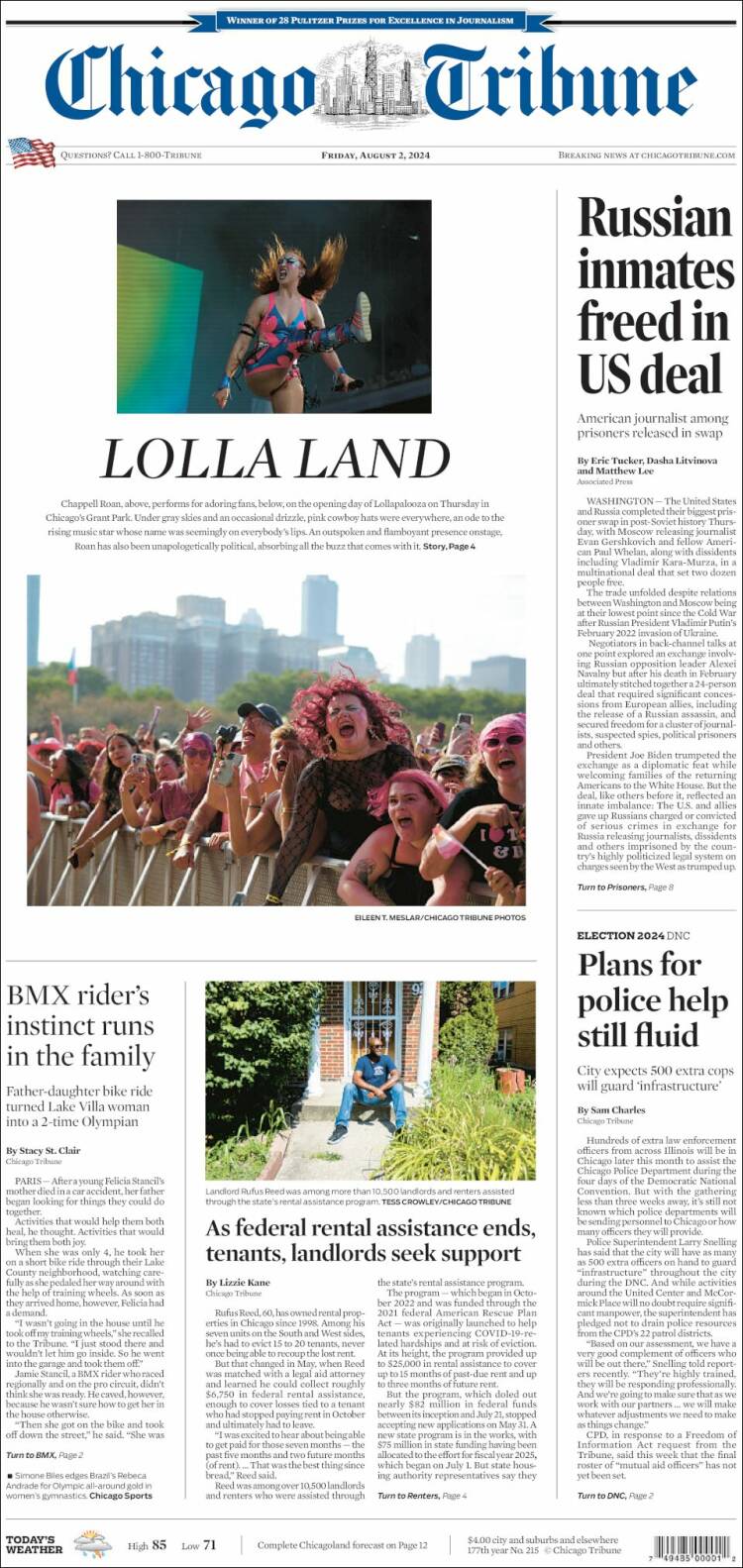 Portada de Chicago Tribune (USA)