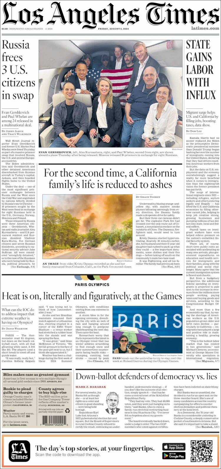 Portada de Los Angeles Times (USA)