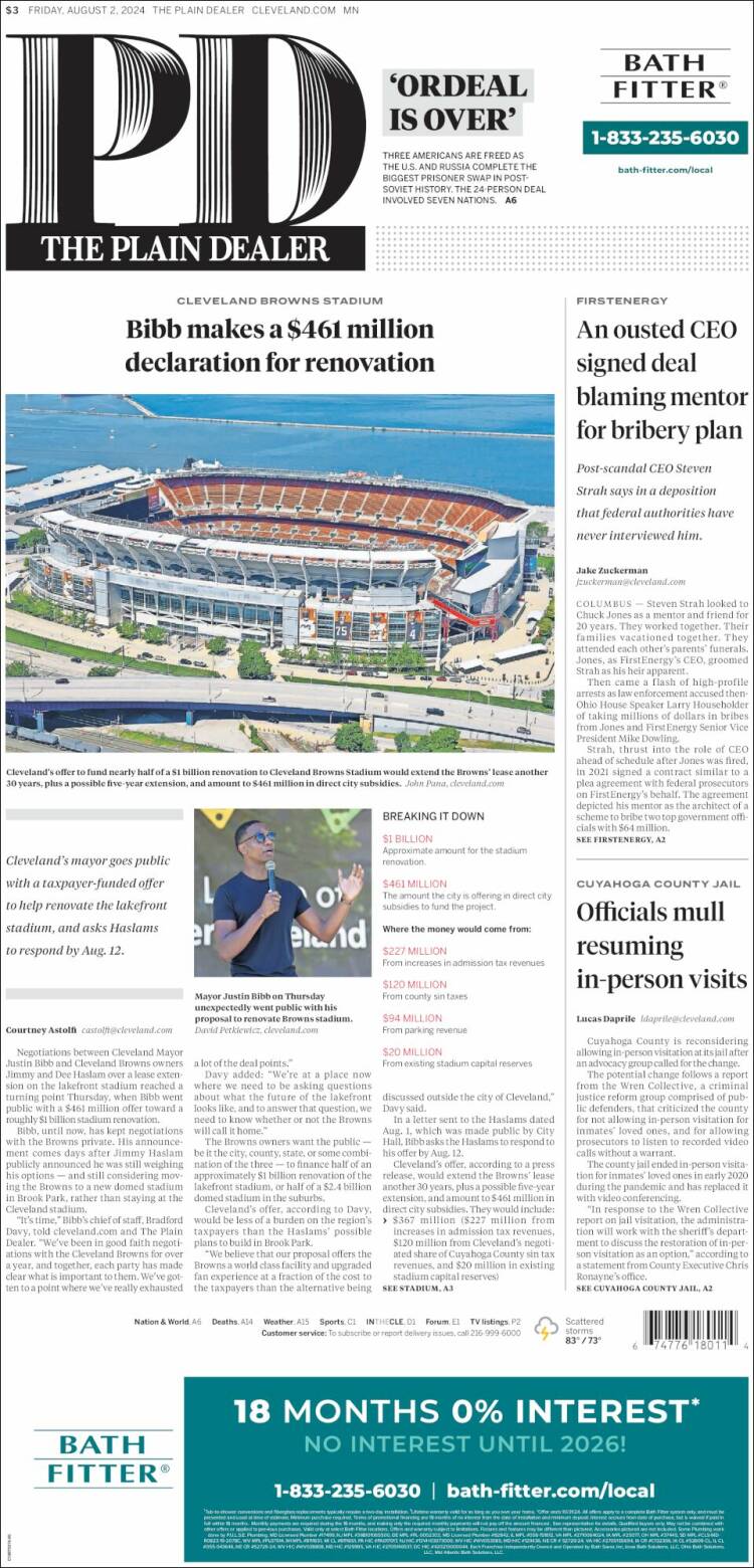 Portada de The Plain Dealer (USA)