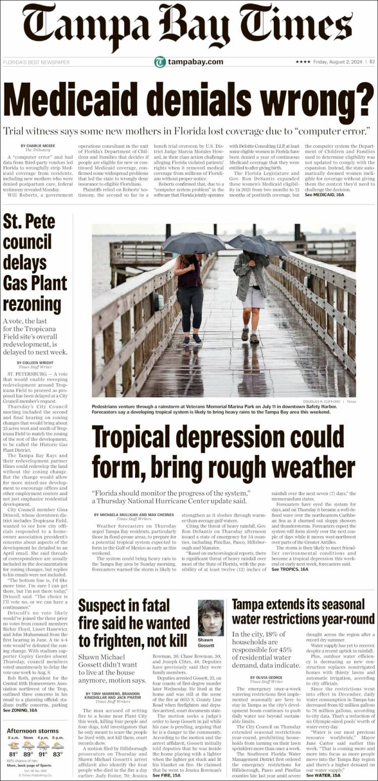 Portada de Tampa Bay Times (USA)