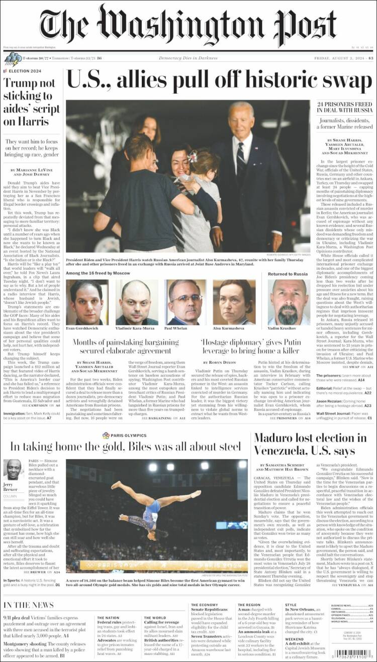 Portada de The Washington Post (USA)