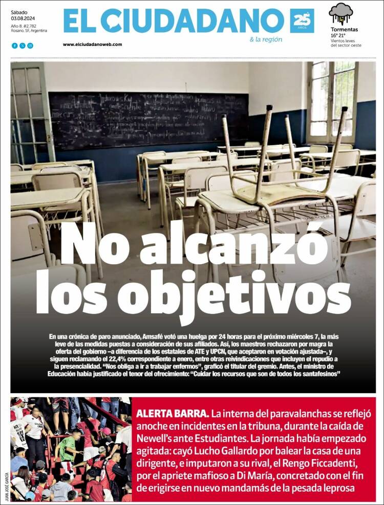 Portada de Diario El Ciudadano (Argentina)