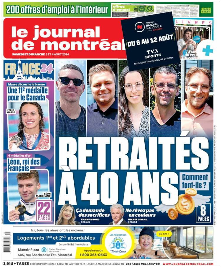Portada de Le Journal de Montréal (Canadá)