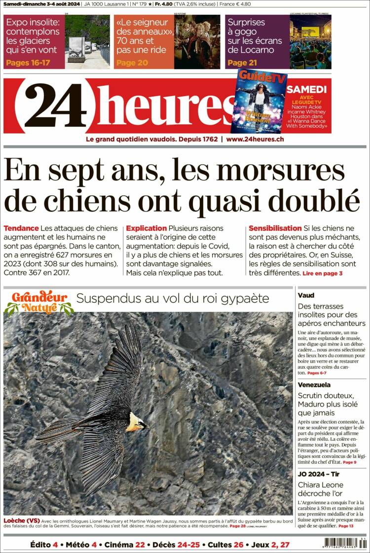 Portada de 24 Heures (Suiza)
