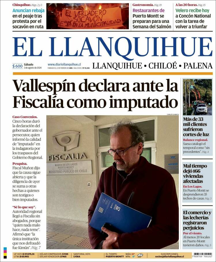 Portada de El Llanquihue (Chile)