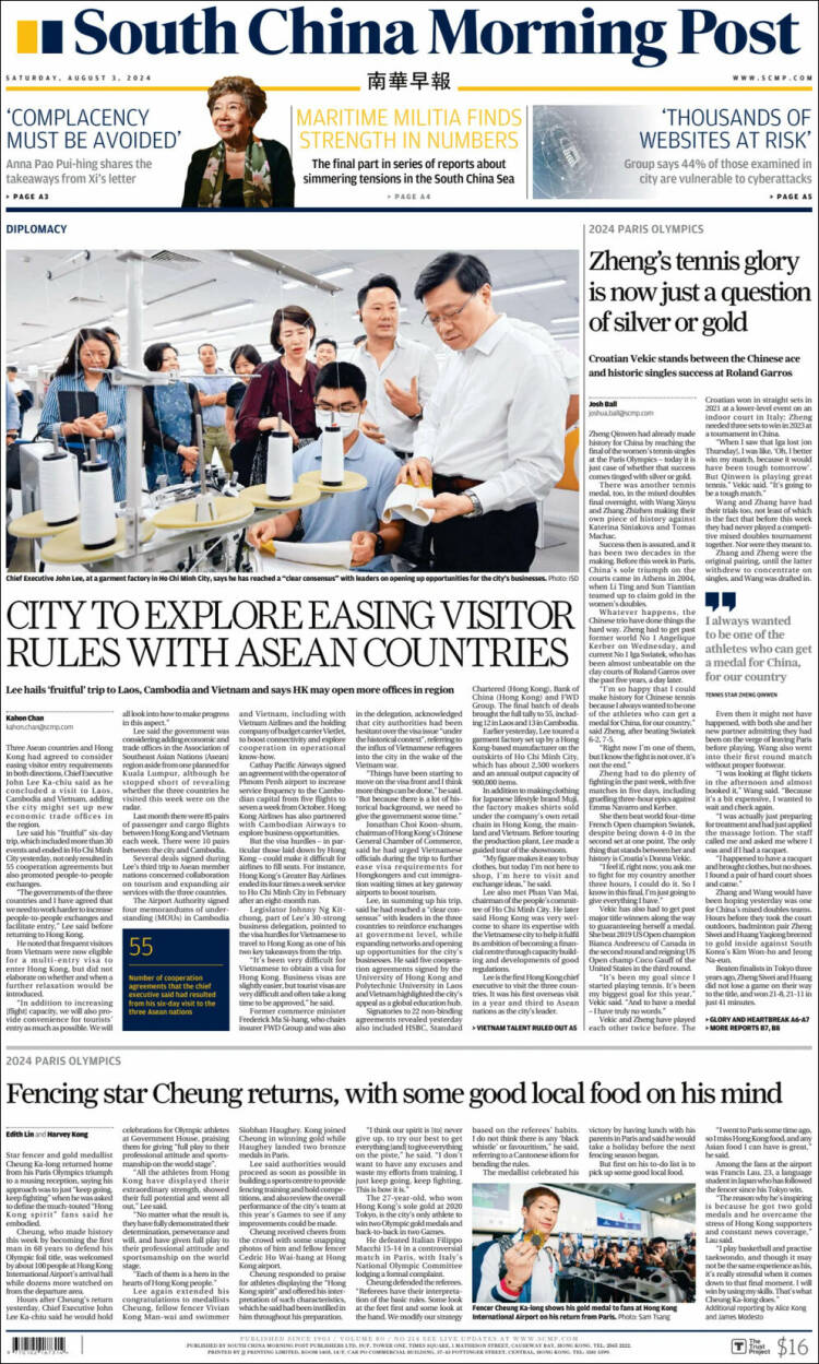 Portada de South China Morning Post (China)