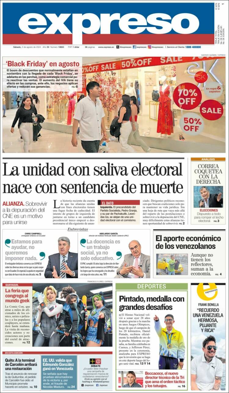 Portada de Expreso (Ecuador)