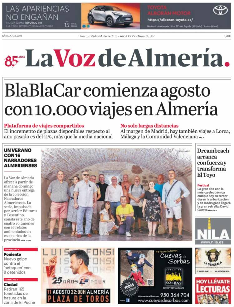 Portada de La Voz de Almería (España)