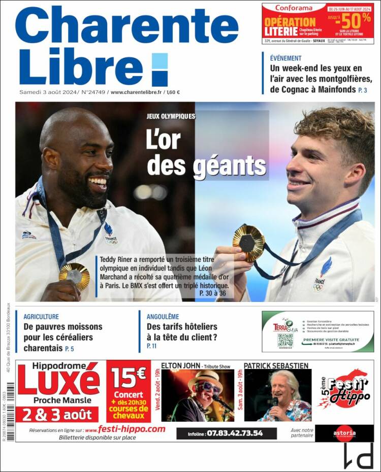 Portada de Charente Libre (Francia)