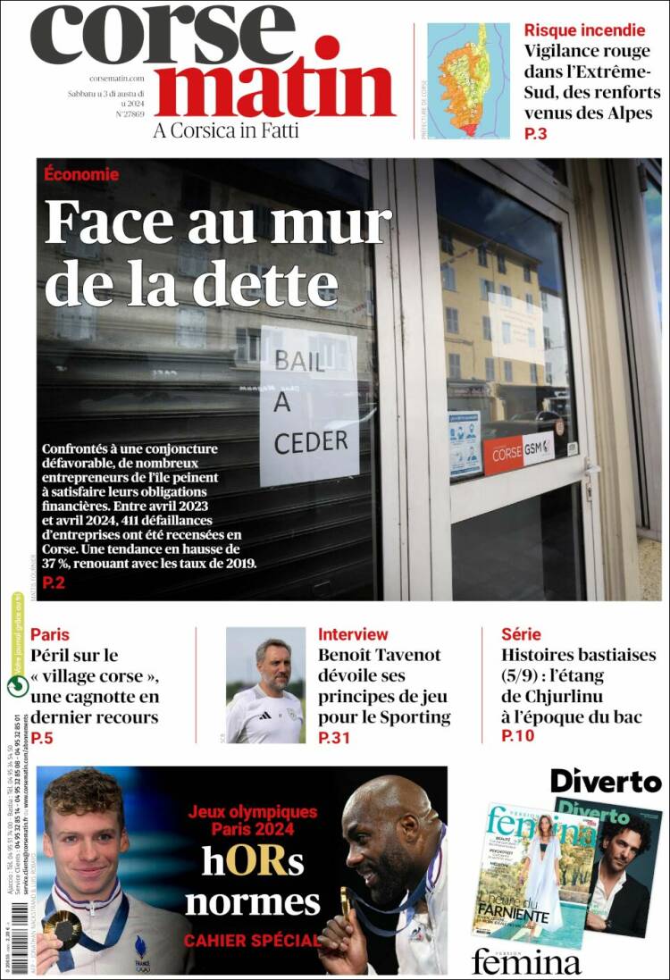 Portada de Corse-Matin (Francia)