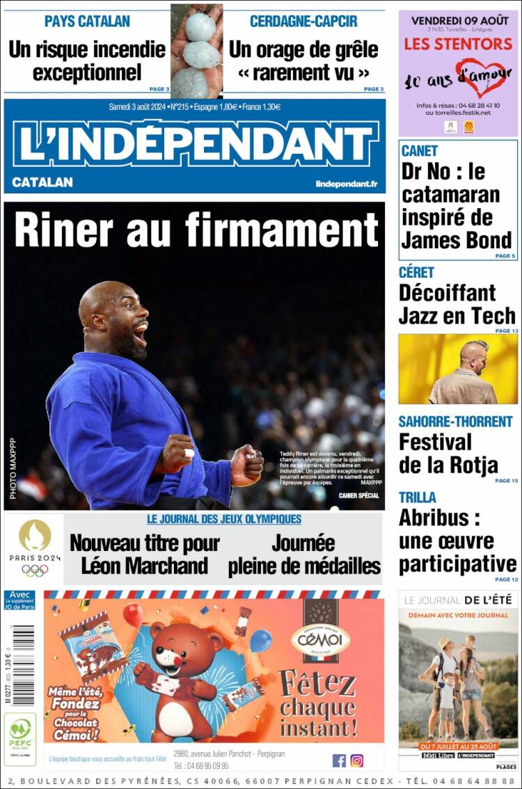 Portada de Le Indépendant (Francia)