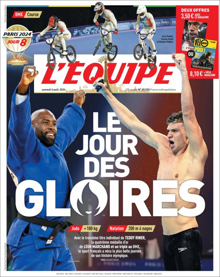 Portada de L'Equipe (Francia)