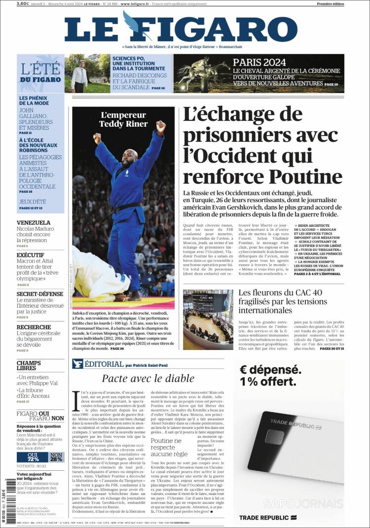 Portada de Le Figaro (Francia)