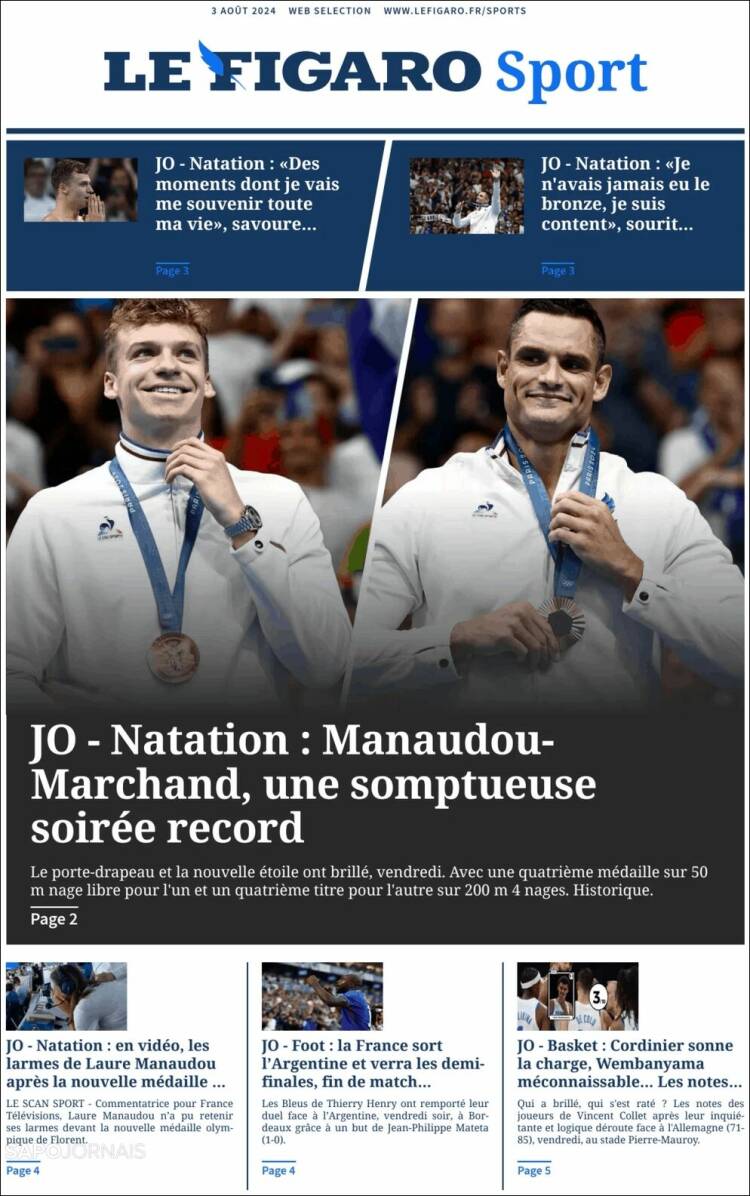 Portada de Le Figaro Sport (Francia)