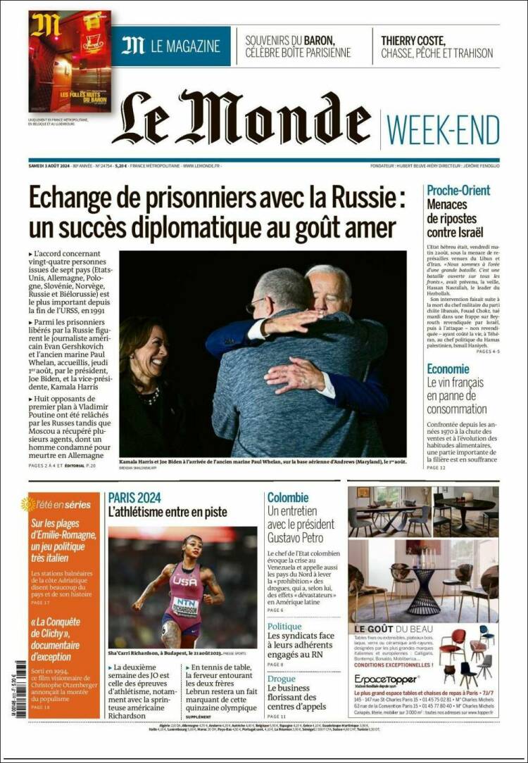 Portada de Le Monde (Francia)
