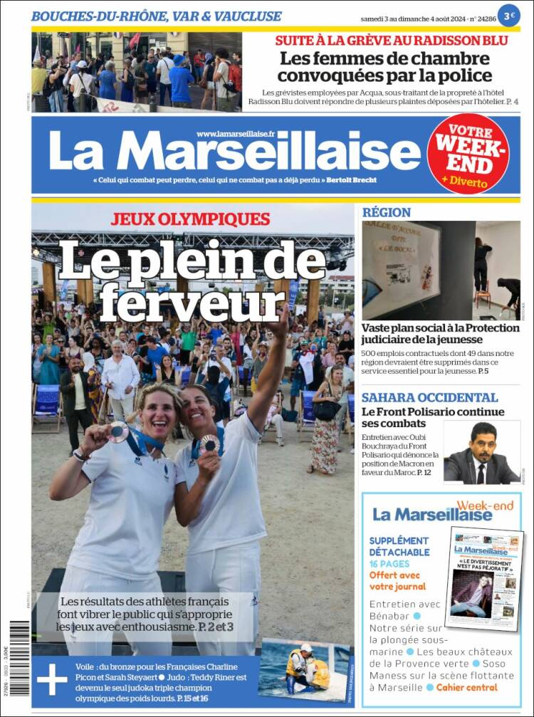 Portada de La Marseillaise (Francia)