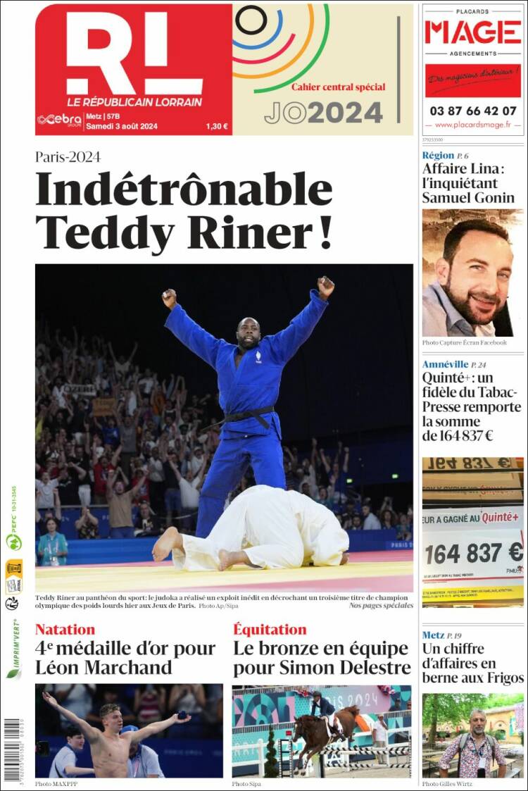 Portada de Le Republicain Lorrain (Francia)