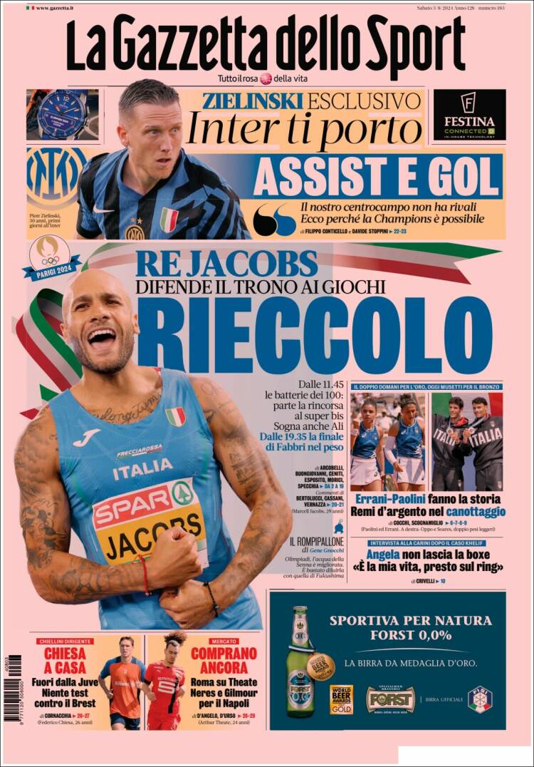 Portada de La Gazzetta dello Sport (Italia)
