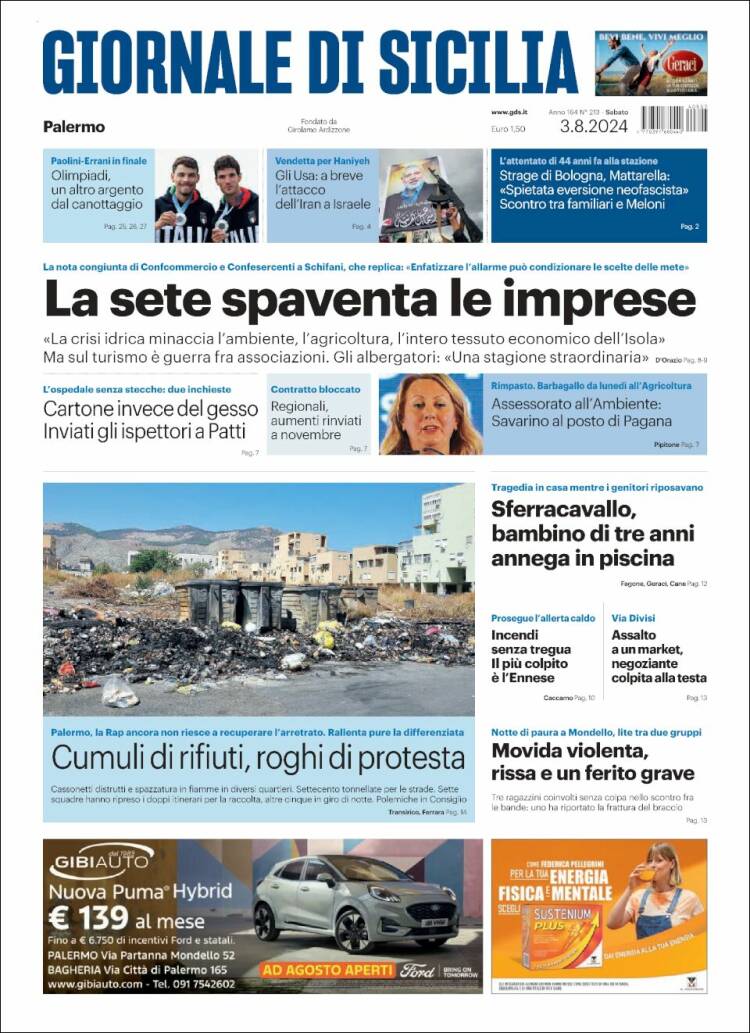 Portada de Giornale di Sicilia (Italia)