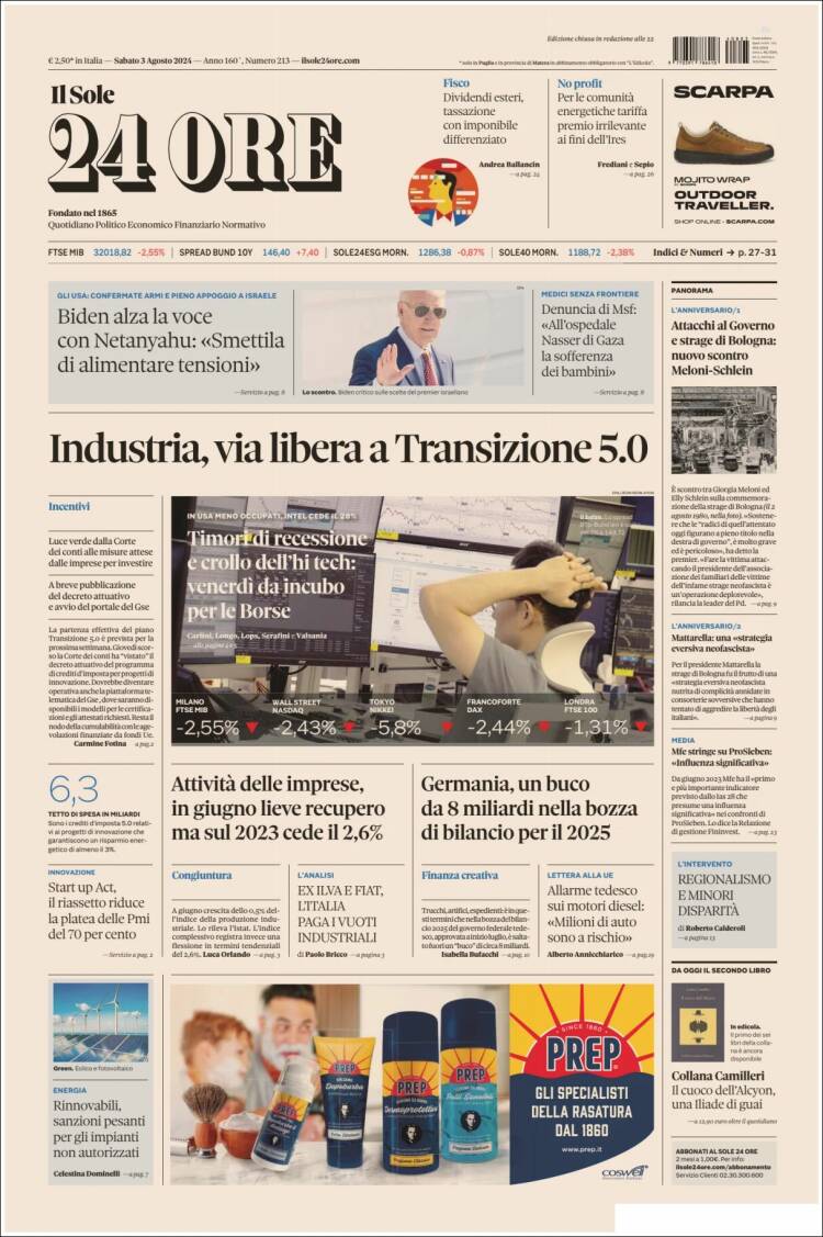 Portada de Il Sole 24 ORE (Italia)