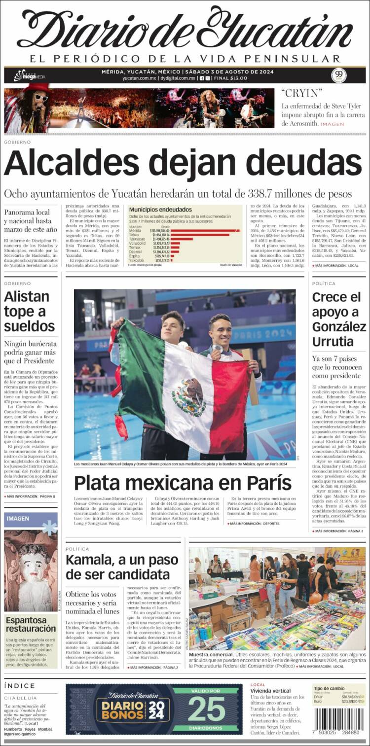 Portada de Diario de Yucatán (México)