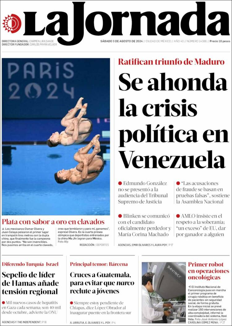 Portada de La Jornada (México)