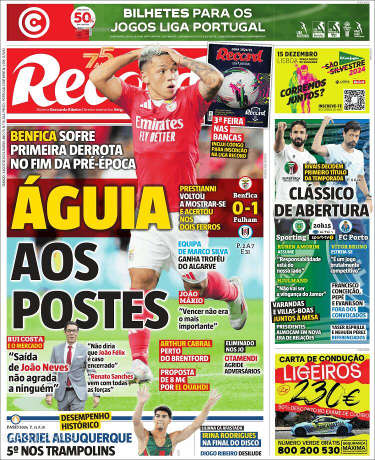 Portada de Jornal de Negócios (Portugal)