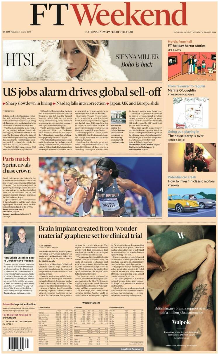 Portada de Financial Times (Reino Unido)
