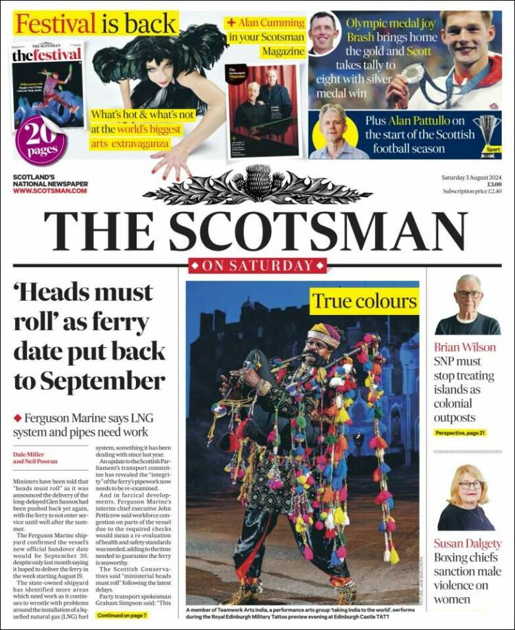 Portada de The Scotsman (Reino Unido)