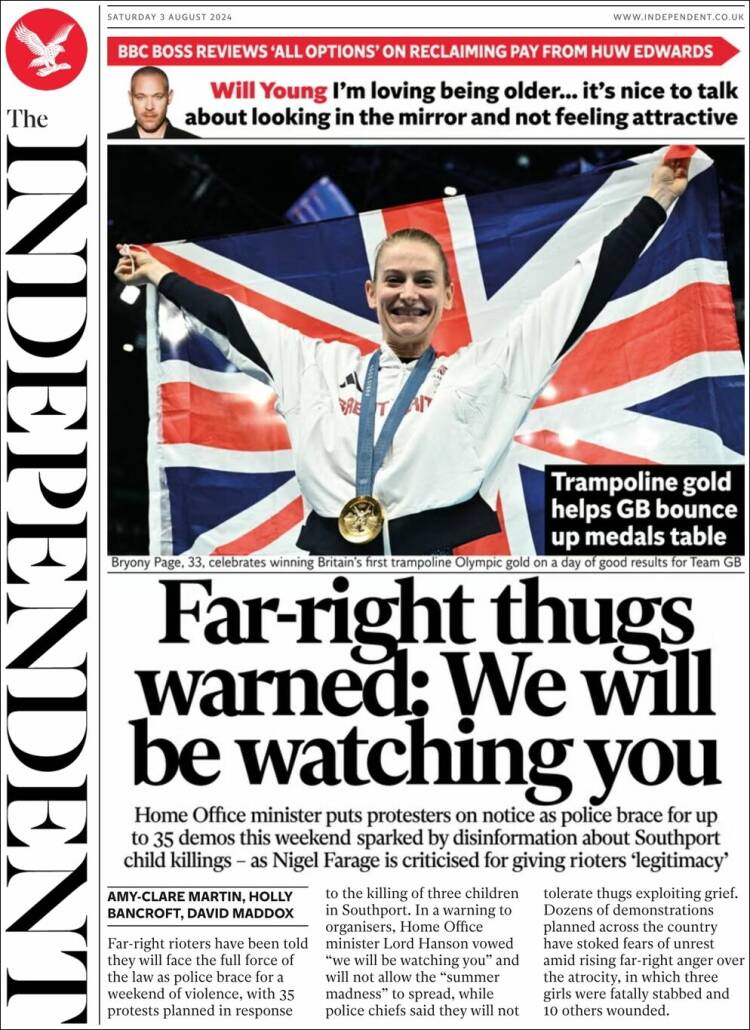 Portada de The Independent (Reino Unido)