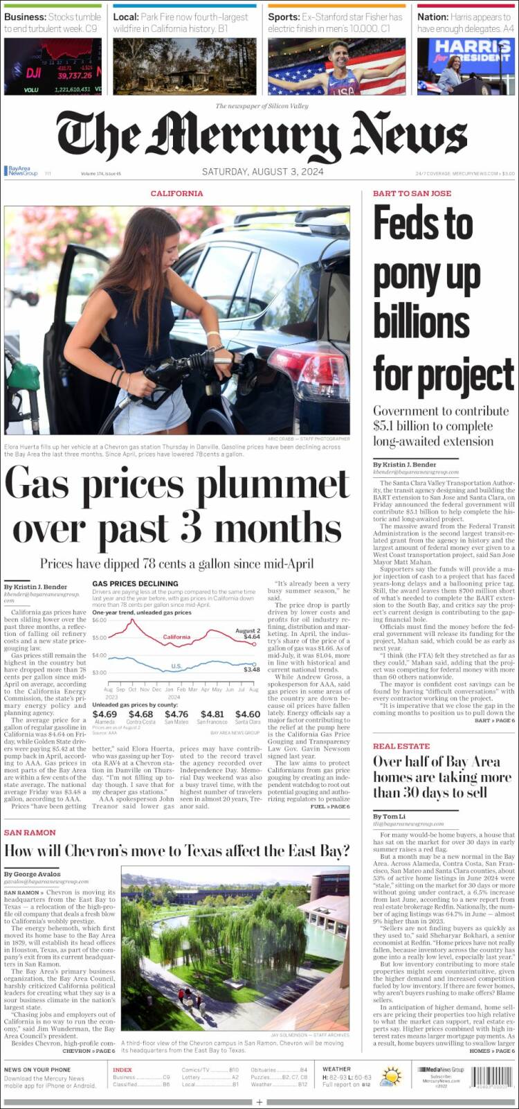 Portada de San Jose Mercury News (USA)