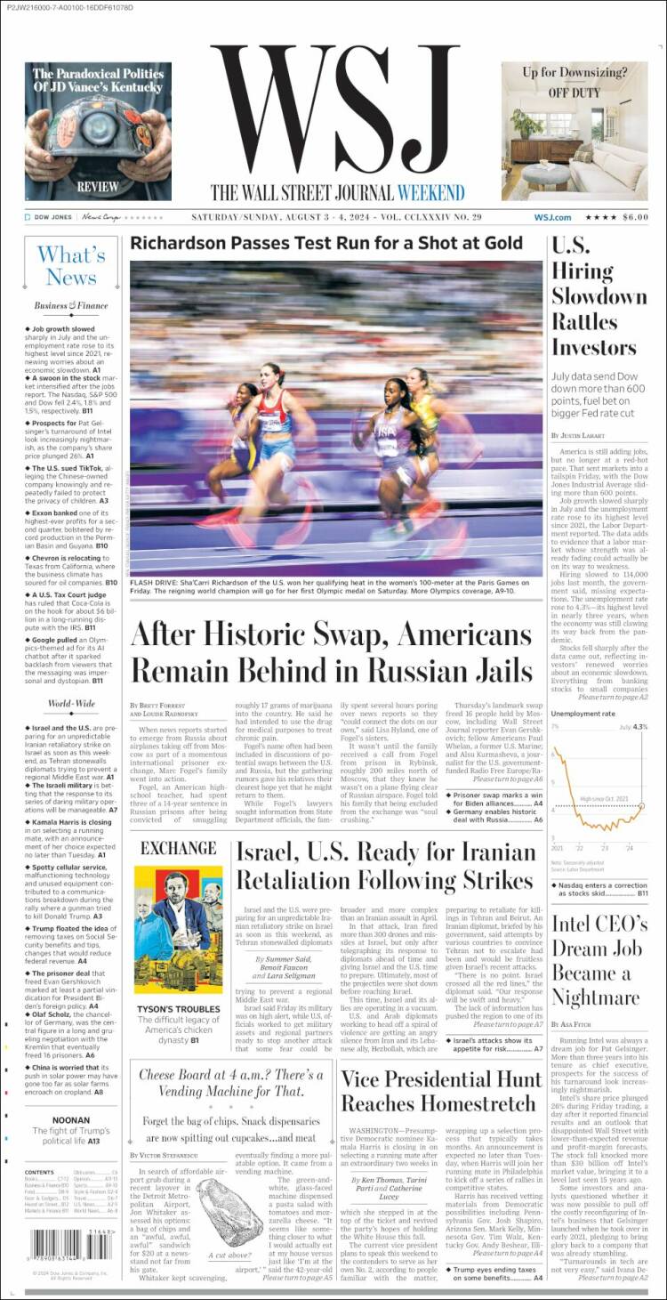 Portada de Wall Street Journal (USA)