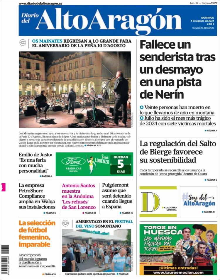 Portada de Diario del AltoAragón (España)