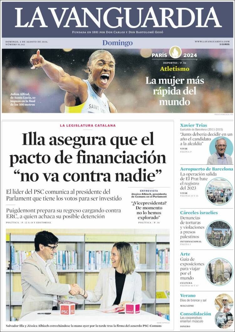 Portada de La Vanguardia (España)