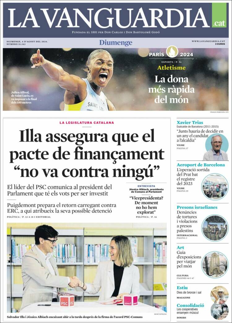 Portada de La Vanguardia (España)