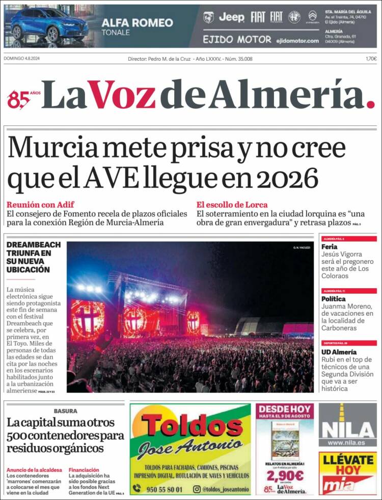 Portada de La Voz de Almería (España)