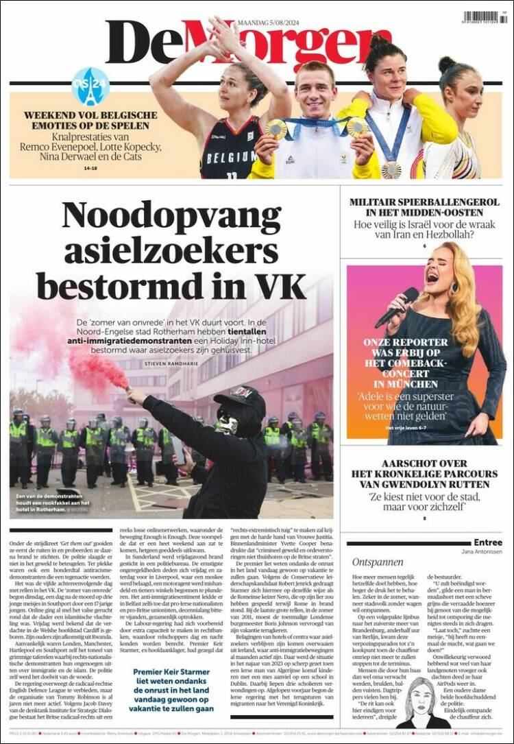 Portada de De Morgen (B&eacute;lgica)
